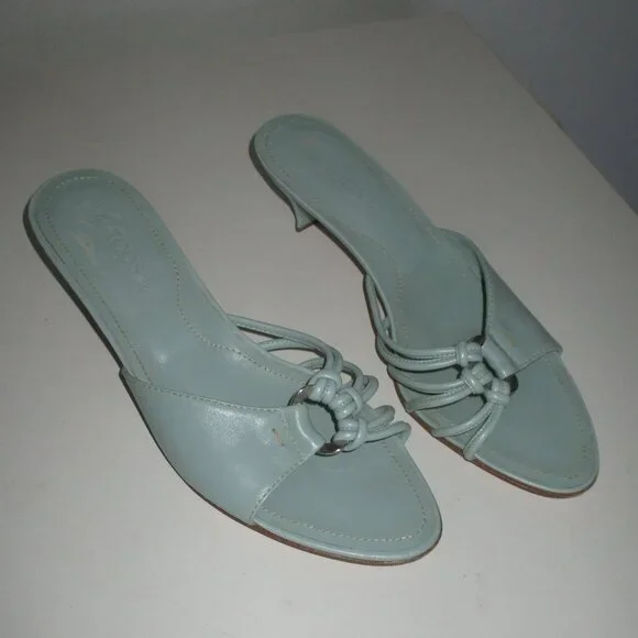 TOD's Womens Mint Green Italian Leather Sandal w/1.5" Heel - Size 7.5M - Picture 2 of 9